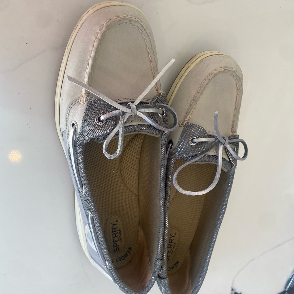 Sperry Gray and Tan Boat Shoes